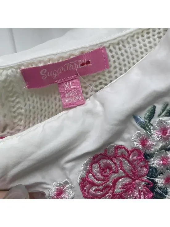 Sugar Thrillz Women's Cream and White Jumper size XL - Picture 3 of 4